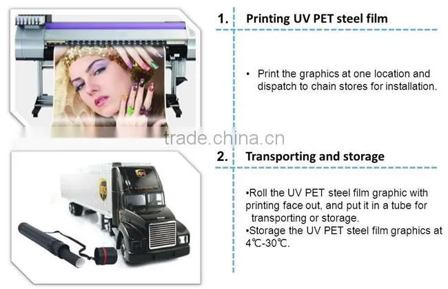 64"(1.626m*30m) Printing Media UV PET Steel Roll Film