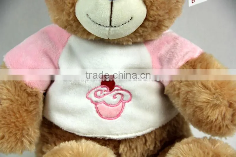 Luckiplus Hot Sale First Class Adorable Icecream Cloth Bear Pink and Blue Safe Technology Toy For Kids