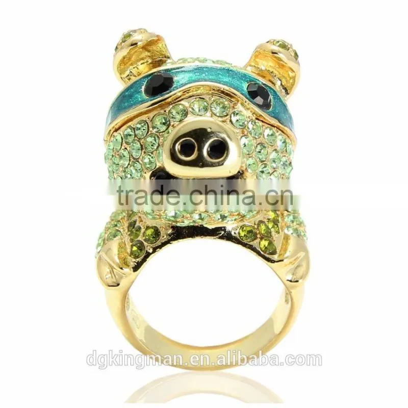 Hot Kingman lovely pig rings crystal jewelry for girls