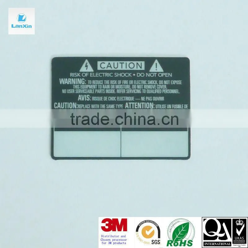 Custom Plastic Warning sticker