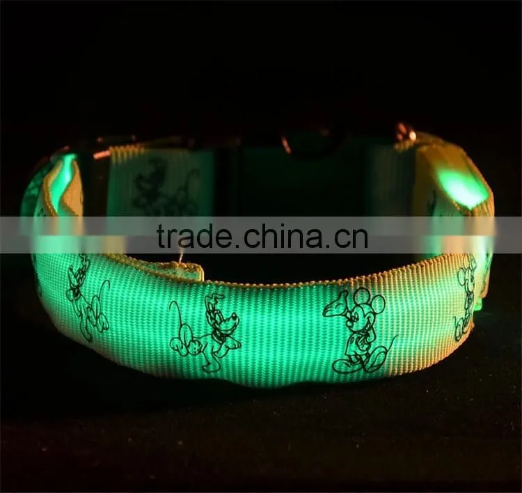 Adjustable Lovely Pet Dog Flashing Safety Nylon Night Glow Collar LED Lights