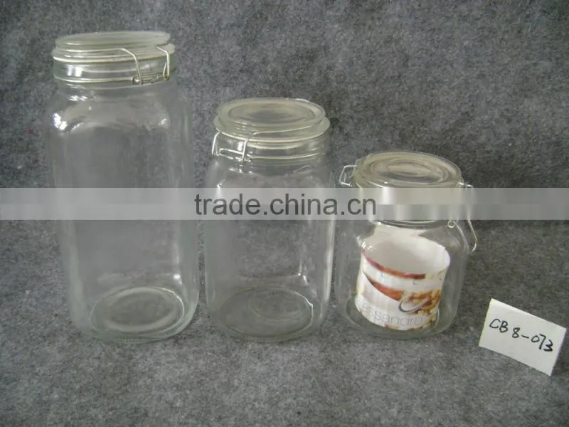 square airtight glass jar with glass lid
