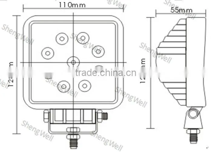 4" 27W 9--32V Square LED work light Epistar led work lamp 12month warranty IP67 27w led work light