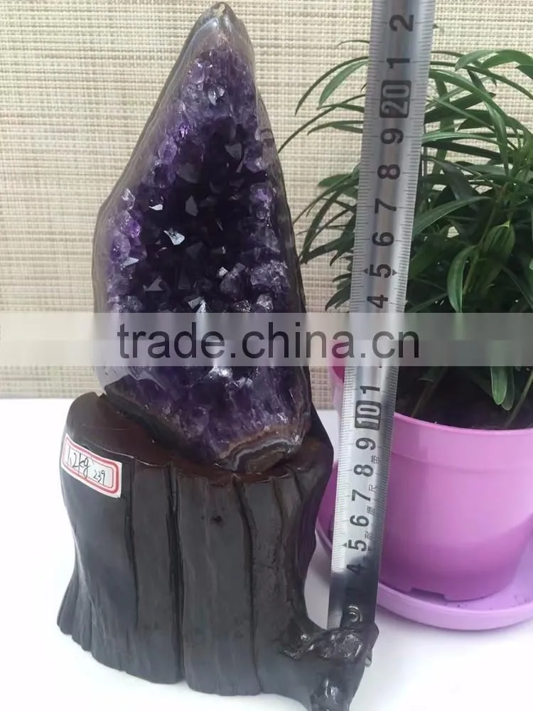Natural Narrow Shaped Amethyst Geode Uruguay Crystal Cluster Ornaments