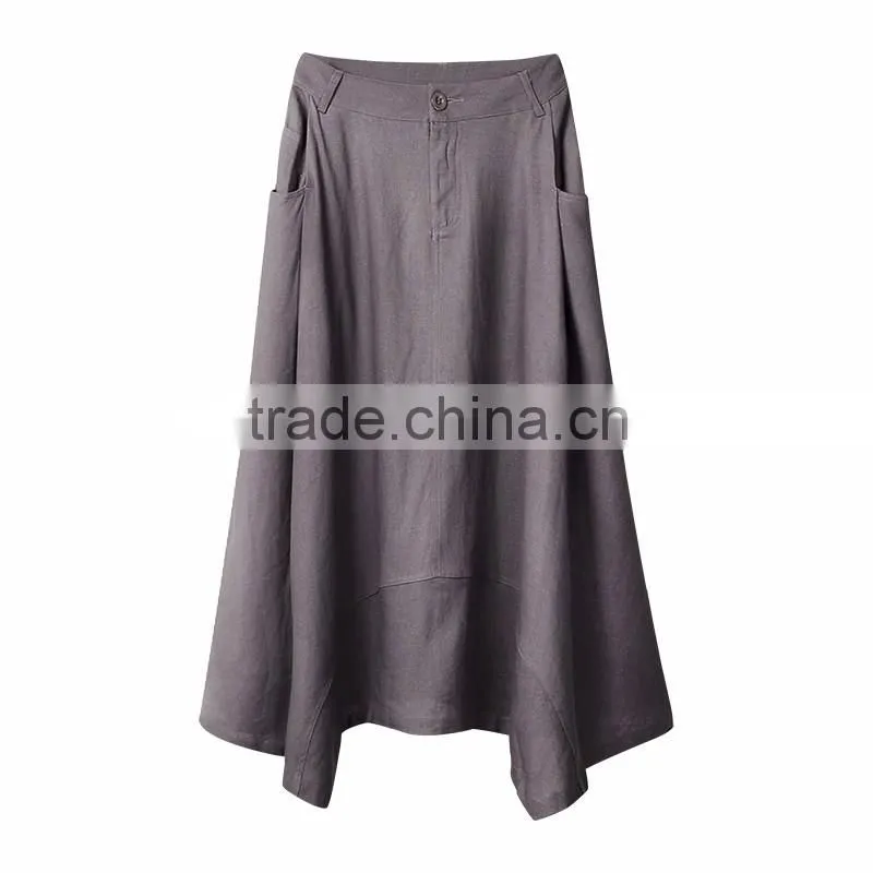 Long skirts in summer new pure color joker leisure show thin woman skirt of tall waist cultivate one's morality