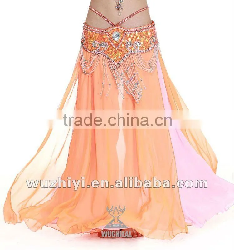 Wholesale new hot selling sexy chiffon bellydance skirts, women's long chiffon belly dance skirts (QC1033)