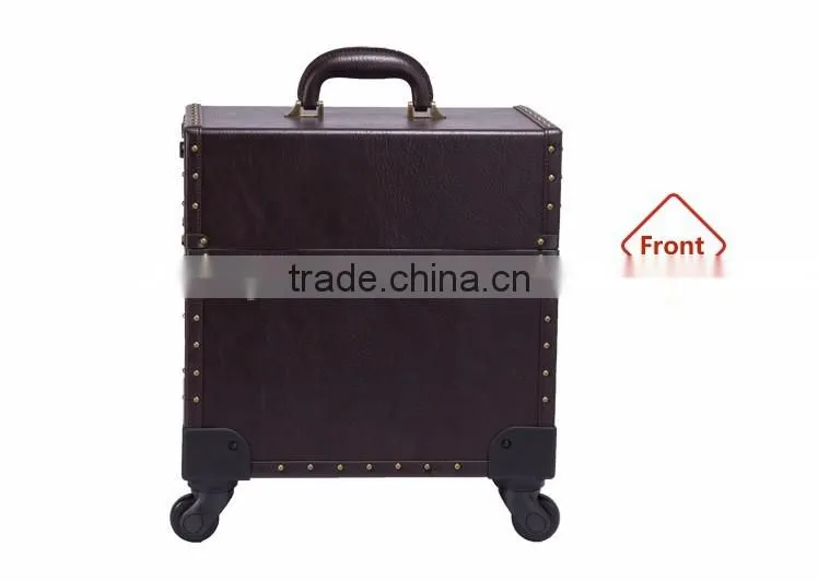 2016 cheapest professional PVC rolling cosmetic makeup case beauty box
