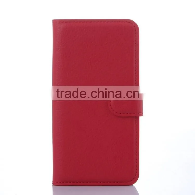 Factory Outlet Luxury Lichee Leather Flip Cover case with Wallet and Card Slot for Samsung GALAXY S6