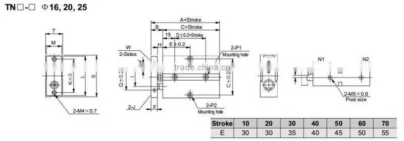 Airtac Type TN Series Twin Rod /Dual Rod /Double Shaft Pneumatic Cylinder