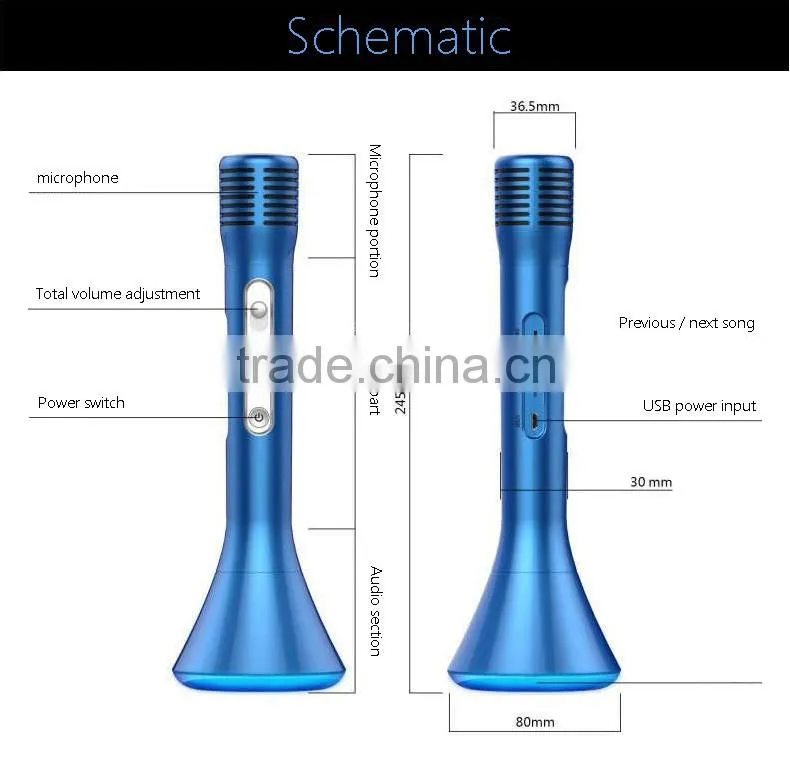 USB Portable Karaoke Microphone Built-in Bluetooth Speaker, mini karaoke Player