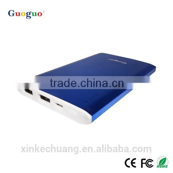 Guoguo 2500mAh Mobile Battery Charger Pack Polymer Ultra Thin Portable Metal Power Bank for iphone7