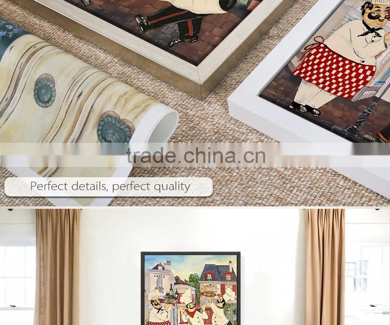 Modern handmade funny fat cook oil painting