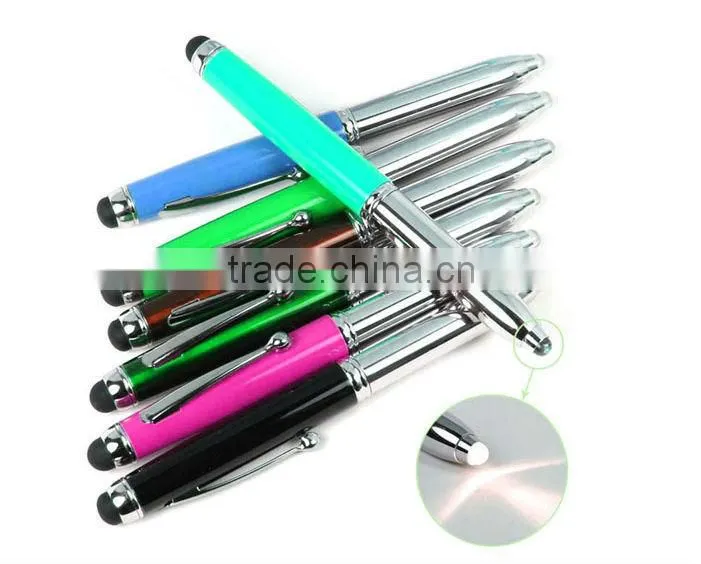 3 in 1 LED touch screen styus ball pen capacitive pen