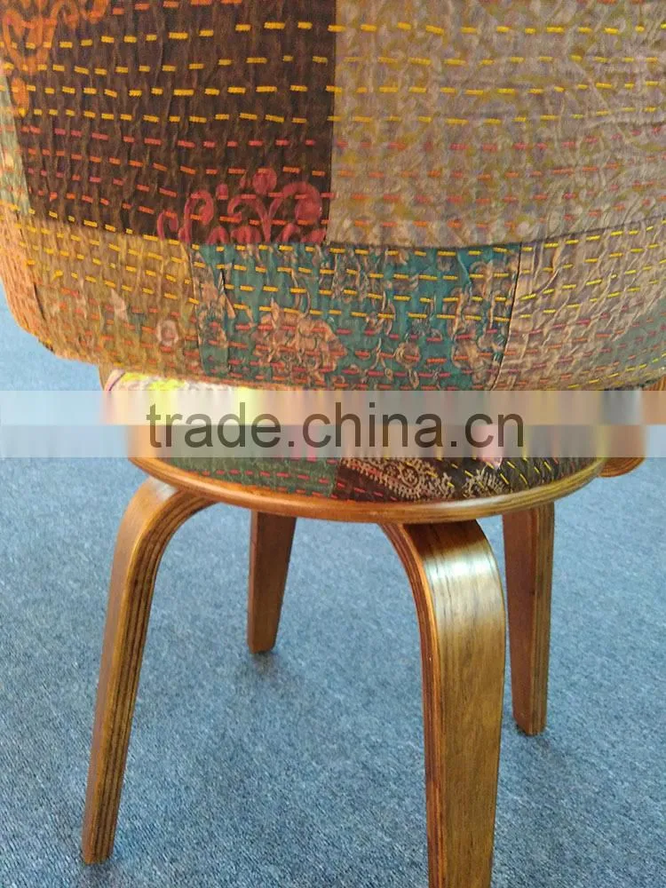 colorful fabric wood dining armchair