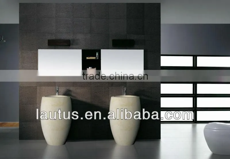 Double Sink Bathroom Vanity Unit Tith Marble Top