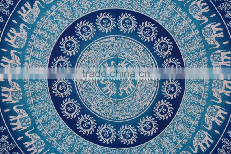 Indian Ombre Ethnic Elephant Hippie Mandala Wall Art Twin Cotton Boho Wall Hanging Tapestry