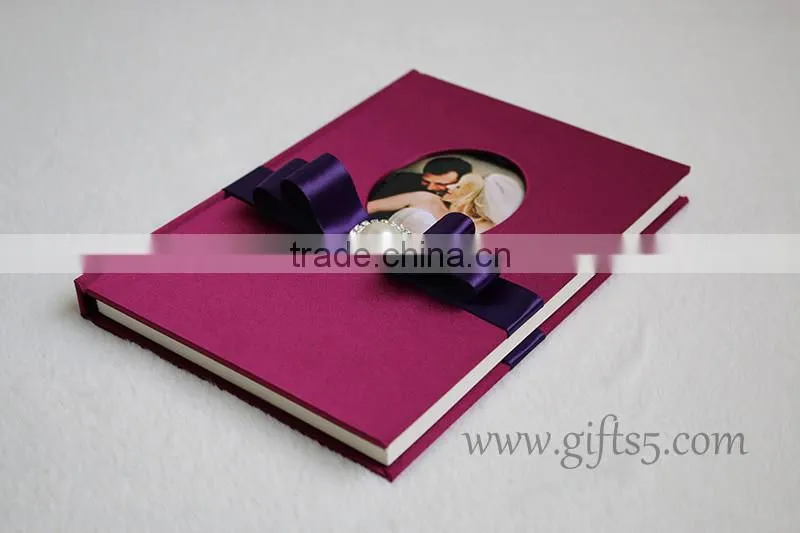 Luxury Silk Covor Wedding Guest Book with ribbon