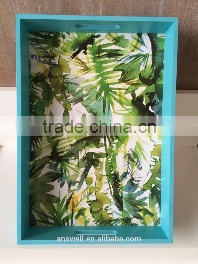 colored discount handmade green plant discorative wooden tray
