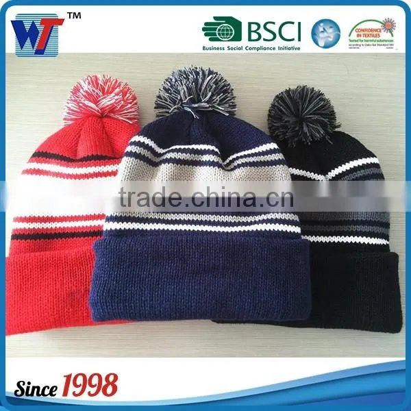 Custom Winter Mens Beanies Knitted Hat With Leather Patch Label