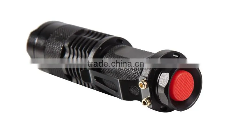 Portable black strong light torch mini size flat flashlight with clip for convenience carry
