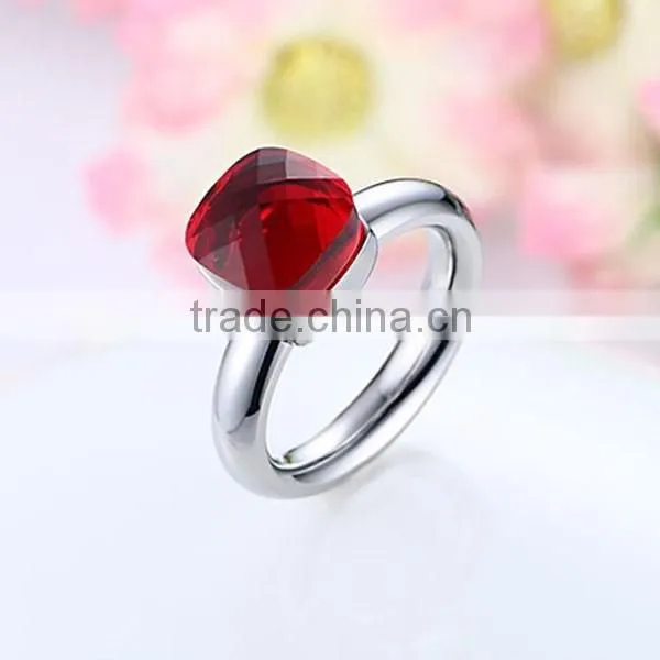 Wholesale Lady Colors Glass Stainless Steel Ring