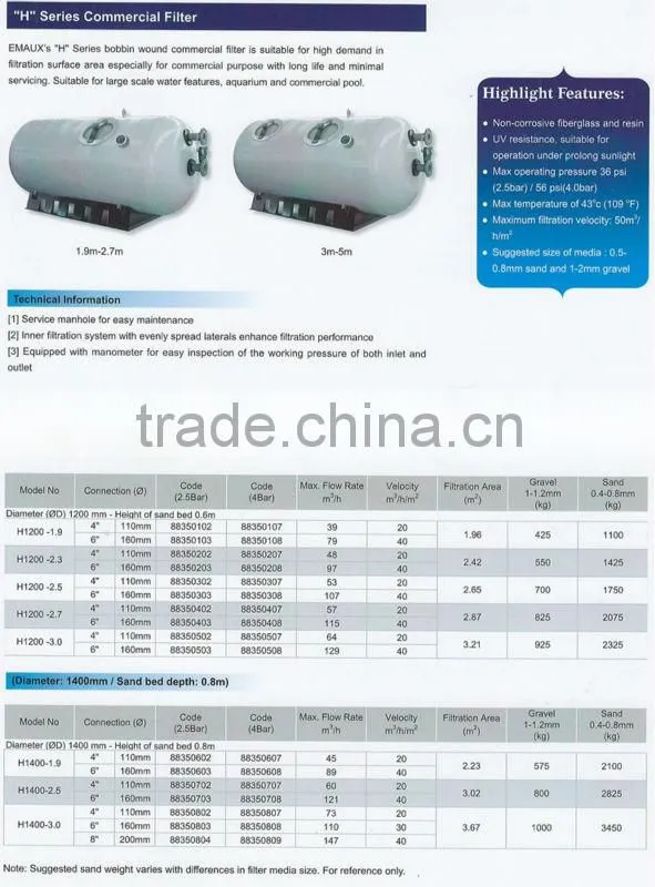 swimming pool sand filter price / rapid sand filter