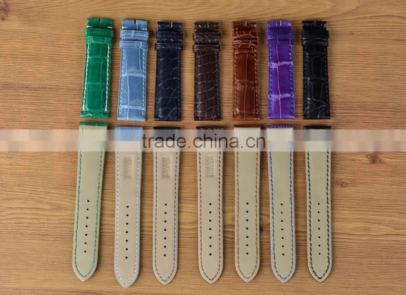 Mens 18mm Width Crocodile Leather Watch Band