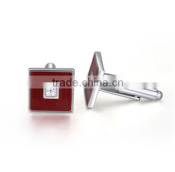 2016 classic mens shirts copper crystal business cuff links silver enamel cufflinks jewelry