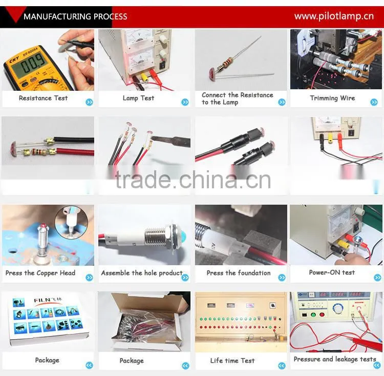 12mm flat head 220V red color led railway signal lamps high quality led light button