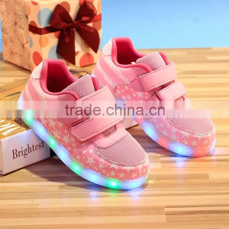 Fashionable American flag style led shoes kids light sports shoes and sneakers for adult casual 2017