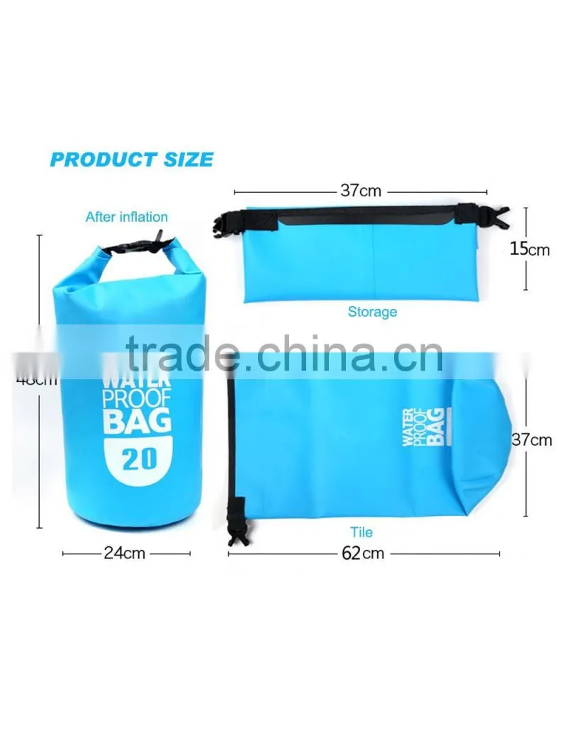 Foldable outdoor waterproof plastic dry bag with Shoulder Strap Dry Sack for Kayaking