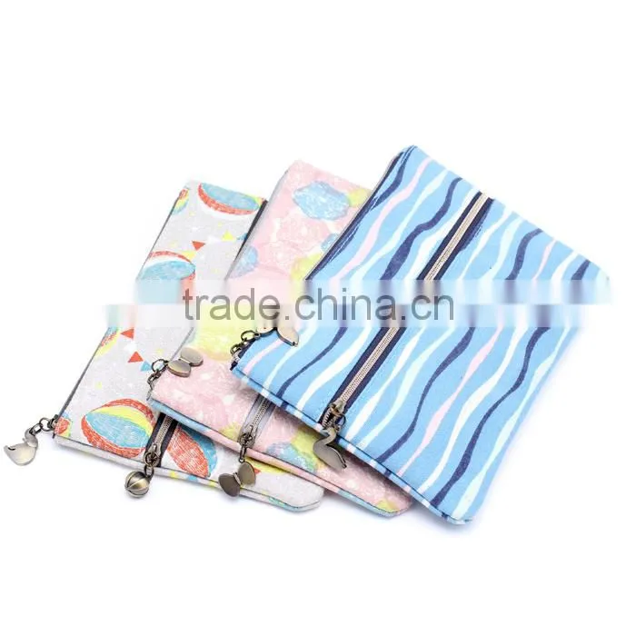 2015 new printed small cotton canvas zipper bag