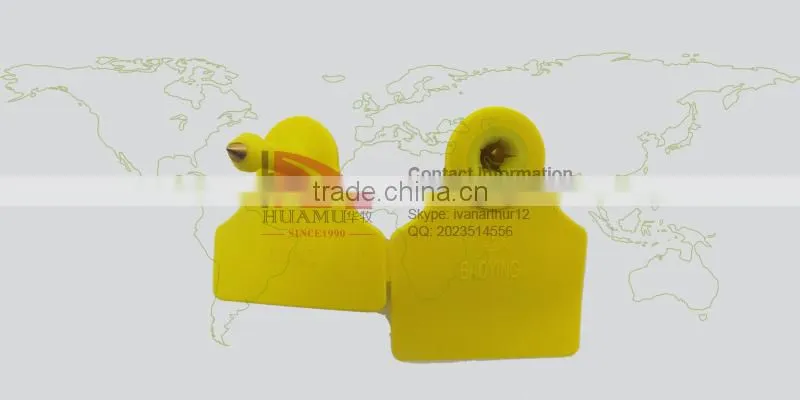sheep ear tag and goat 57 *45 mm with metal pin yellow ear tag