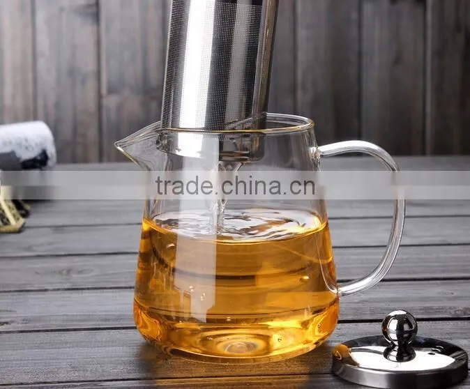 450ml/700ml borosilicate glass teapot heat resistant glass teapot with stainless steel filter