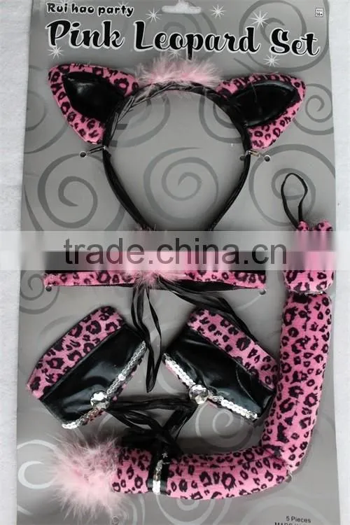 party catwoman cosplay sexy cat ear headband Cuffs Collar Tail set