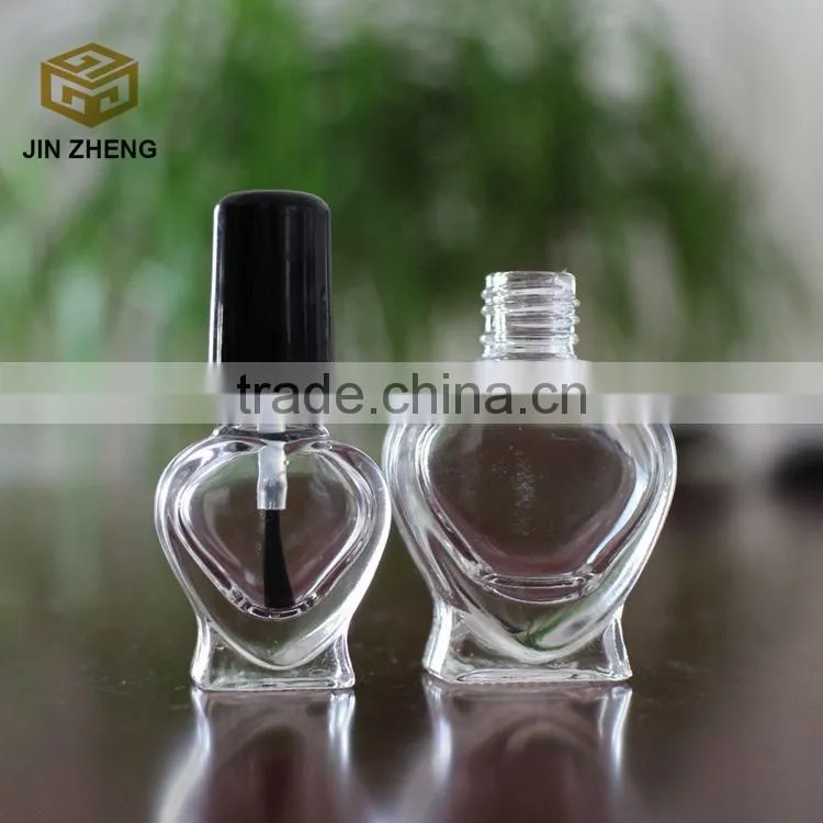 2015 hot selling heart shape 5ml 8ml empty nail polish glass bottle