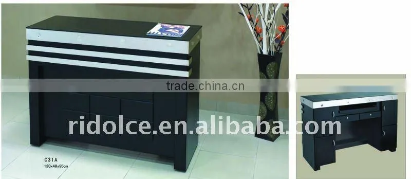 Nail salon reception desk Solid wood office table design receptionist table F-C31A
