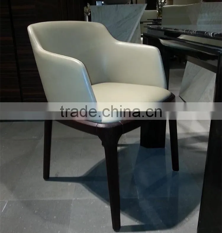 Antique solid wood and leather dinning chair