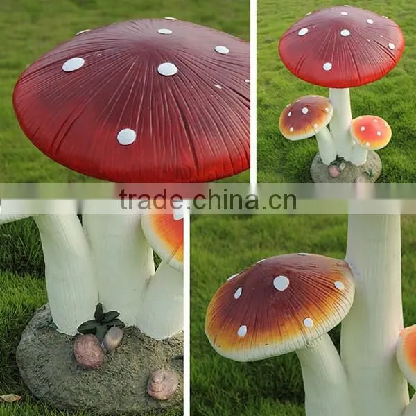 Artificial ladybug fairy mushroom statue for garden decor