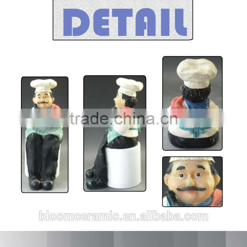 Decorative kitchen sitting resin chef for kitchen