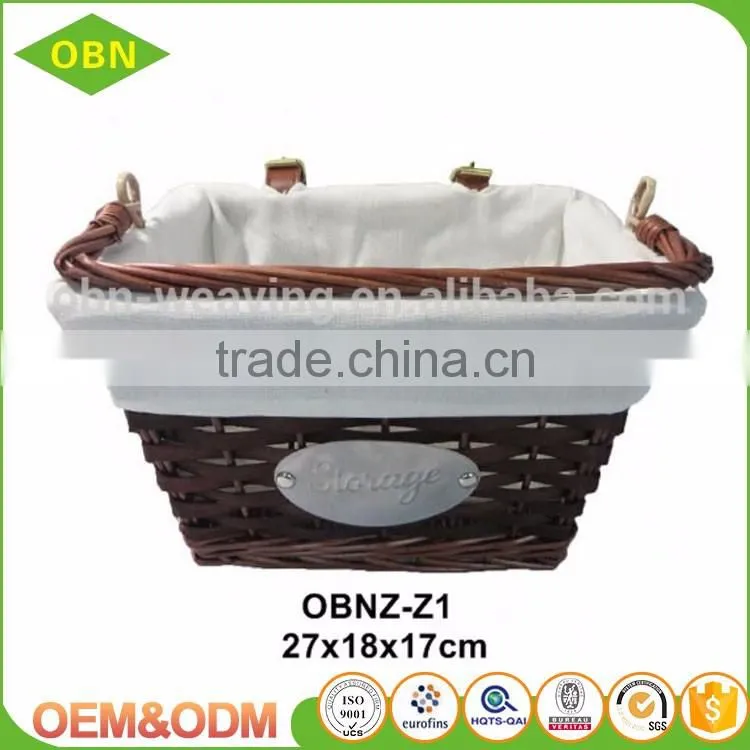 Customized supplier wholesale durable Cheap wood chip and wicker bicycle front basket bracket