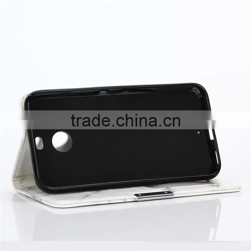 Noble design high quality marble PU card bumper/pocket cell phone case for HTC