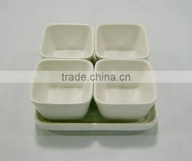 Set of 5 square ceramic snack tray with ceramic based