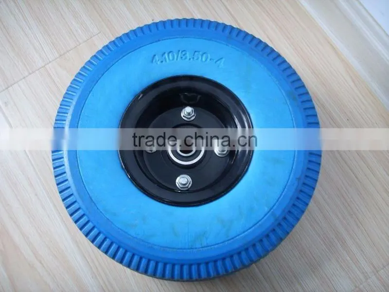 wheelbarrow tire 3.50-4/flat free tire /pu foam wheel