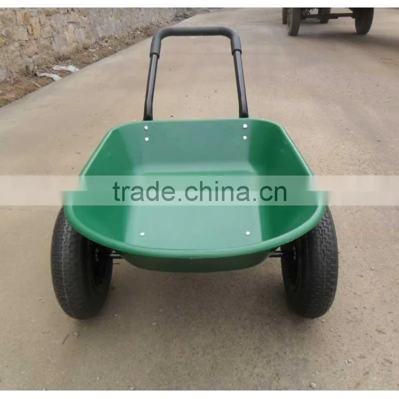 5 cubic feet Green Poly Tray Garden Wheelbarrow with 2-wheels
