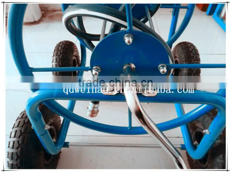 Portable Water pipe cart ,metal four wheel Garden Hose Reel Cart ,Garden sprinkler cart