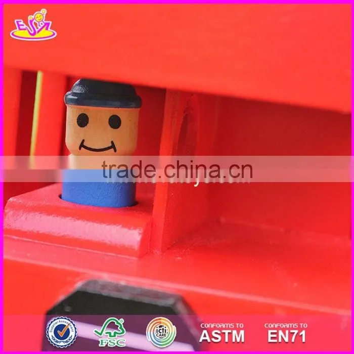 2017 New products children funny wooden toy double decker bus W04A161