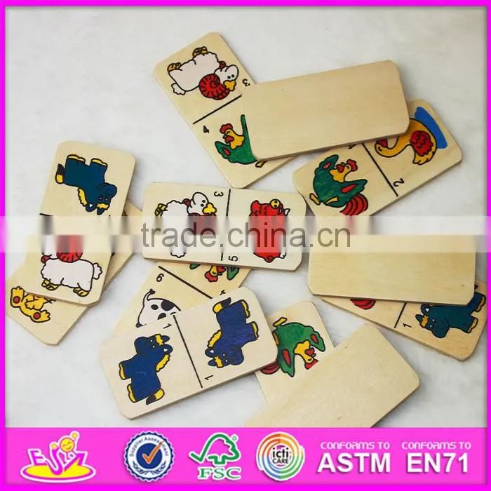 2016 New and popular children wooden cartoon animal domino toy WJ277610