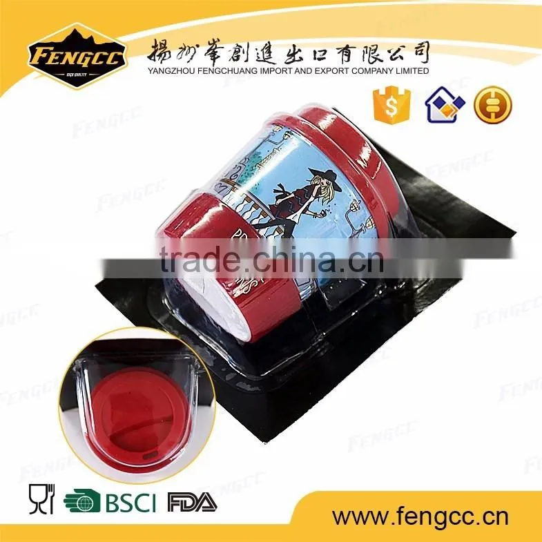 Eco-Friendly double layer Creative Wide Mouth coffee cup plastic