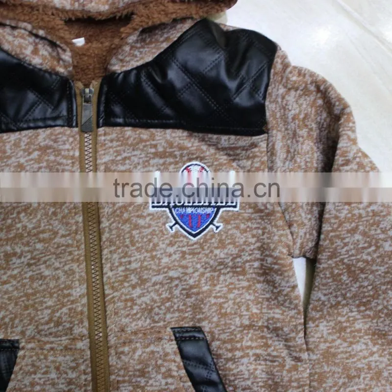 2017 Stock Lot AB yarn fashion hooded kid tracksuit